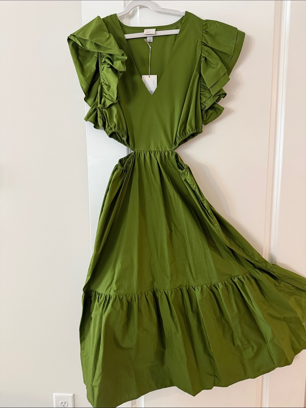 Target A New Day Green Ruffle Sleeve Cutout Maxi Dress